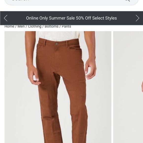 Men’s 32x32 NWT brown Forever 21 twill mid rise pants. Never been worn!! - Picture 3 of 3